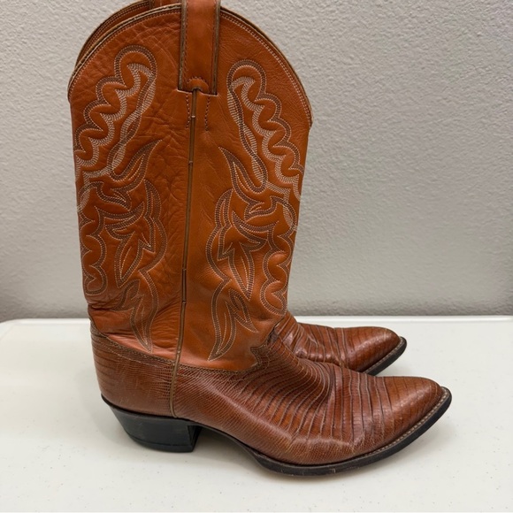 Vintage Justin Iguana/Lizard Cowboy Boots Mens Size 10 Western Style 8301 Tan - Picture 2 of 8